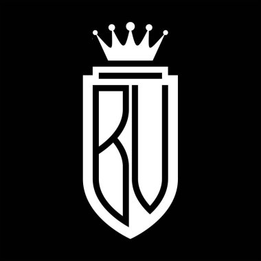 BV Vektör logosu Kraliyet Taç Minimalist baş harfleri, zarif bir stil ve iç kalkan çizgisi.