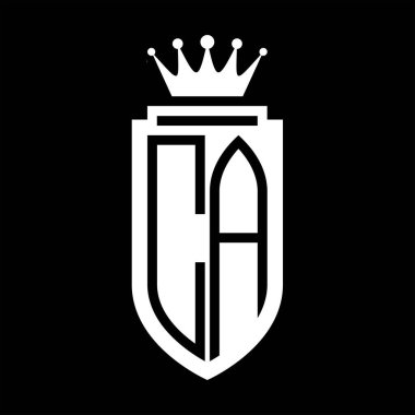 CA Vektör logosu Kraliyet Taç Minimalist baş harfleri, zarif bir stil ve kalkanın iç hatları.