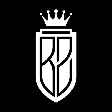 BZ Vektör logosu Kraliyet Taç Minimalist baş harfleri, zarif bir stil ve iç kalkan çizgisi.