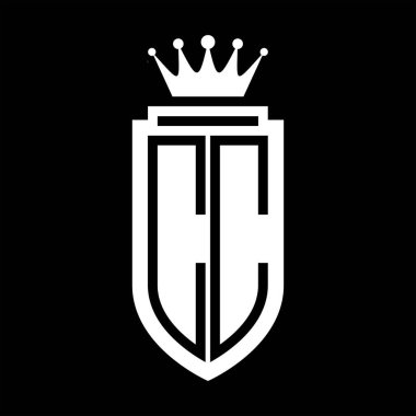 CC Vektör logosu Kraliyet Taç Minimalist baş harfleri, zarif bir stil ve iç kalkan çizgisi.