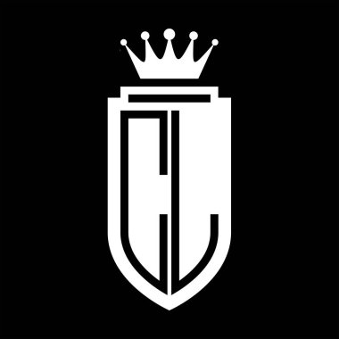 CL Vektör logosu Kraliyet Taç Minimalist baş harfleri, zarif bir stil ve iç kalkan çizgisi.