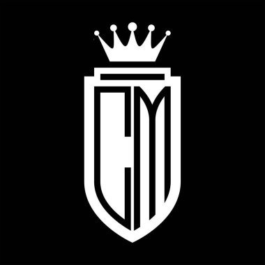 CM Vektör logosu Kraliyet Kraliyet Taç Minimalist baş harfleri, zarif bir stil ve iç kalkan çizgisi.
