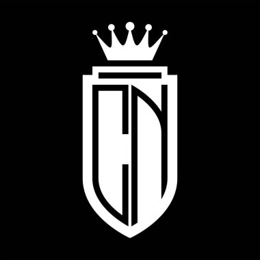 CN Vektör logosu Kraliyet Taç Minimalist baş harfleri, zarif bir stil ve iç kalkan çizgisi.