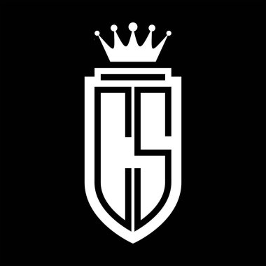 CS Vector logosu Kraliyet Taç Minimalist baş harfleri, zarif bir stil ve iç kalkan çizgisi.