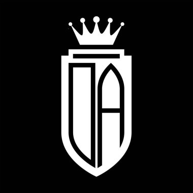 Bölge Savcısı Vektörü logosu Kraliyet Taç Minimalist baş harfleri, zarif bir stil ve kalkanın iç hatları.