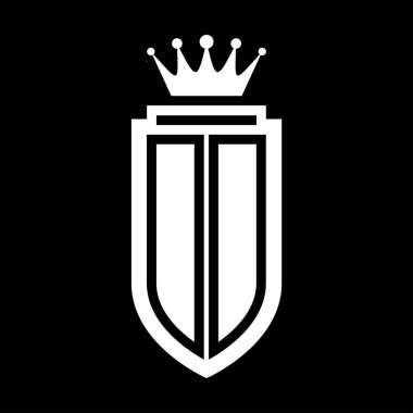 DD Vektör logosu Kraliyet Taç Minimalist baş harfleri, zarif bir stil ve iç kalkan çizgisi.