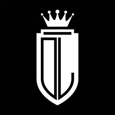 DL Vektör logosu Kraliyet Taç Minimalist baş harfleri, zarif bir stil ve iç kalkan çizgisi.