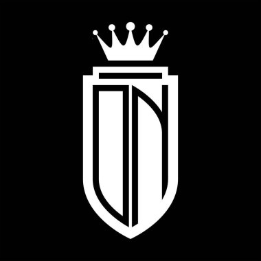 DN Vektör logosu Kraliyet Taç Minimalist baş harfleri, zarif bir stil ve iç kalkan çizgisi.