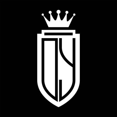 DY Vector logosu Kraliyet Taç Minimalist baş harfleri, zarif bir stil ve kalkanın iç hatları.