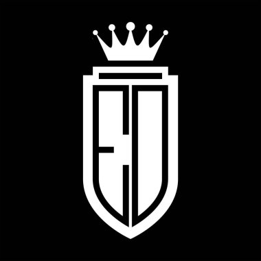 ED Vektör logosu Kraliyet Taç Minimalist baş harfleri, zarif bir stil ve kalkanın iç hatları.