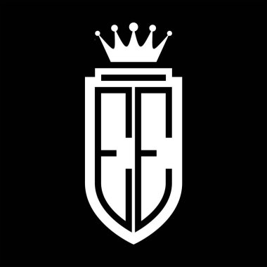 EE Vektör logosu Kraliyet Kraliyet Taç Minimalist baş harfleri, zarif bir stil ve iç kalkan çizgisi.