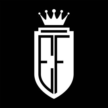 EF Vektör logosu Kraliyet Taç Minimalist baş harfleri, zarif bir stil ve iç kalkan çizgisi.