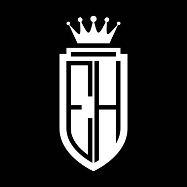 EH Vektör logosu Kraliyet Taç Minimalist baş harfleri, zarif bir stil ve iç kalkan çizgisi.