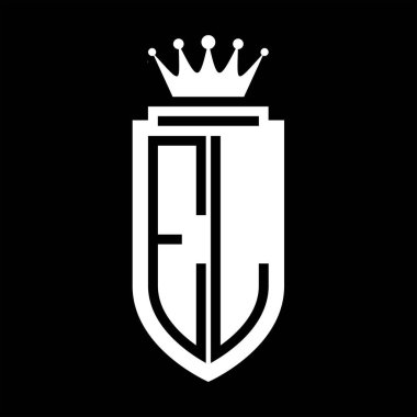 EL Vector logosu Kraliyet Taç Minimalist baş harfleri, zarif bir stil ve iç kalkan çizgisi.