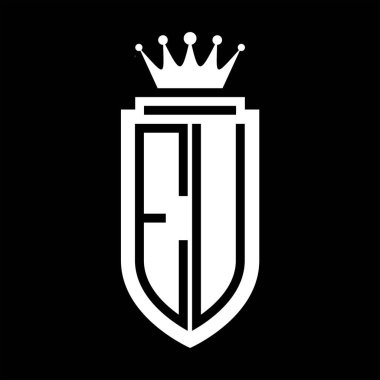 AB Vektör logosu kraliyet tacının baş harfleri minimalist, iç kalkanların dış hatları zarif.