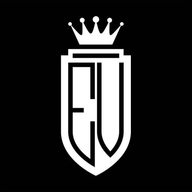 EV Vektör logosu Kraliyet Taç Minimalist baş harfleri, zarif bir stil ve iç kalkan çizgisi.