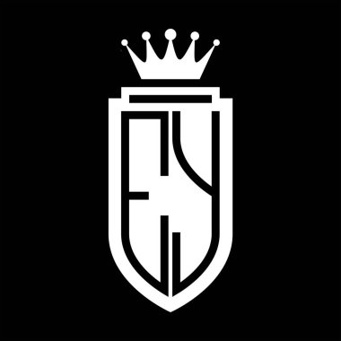 EY Vector logosu Kraliyet Taç Minimalist baş harfleri, zarif bir stil ve kalkan çizgisi.
