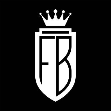 FB Vektör logosu Kraliyet Taç Minimalist baş harfleri, zarif bir stil ve iç kalkan çizgisi.