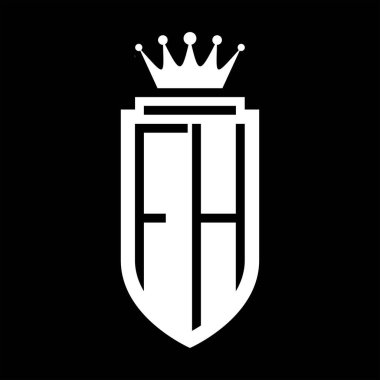 FH Vektör logosu kraliyet tacının baş harfleri minimalist, kalkanın iç hatlarıyla zarif bir tarz.