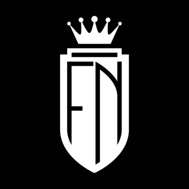 FN Vektör logosu Kraliyet Kraliyet Taç Minimalist baş harfleri, zarif bir stil ve iç kalkan çizgisi.