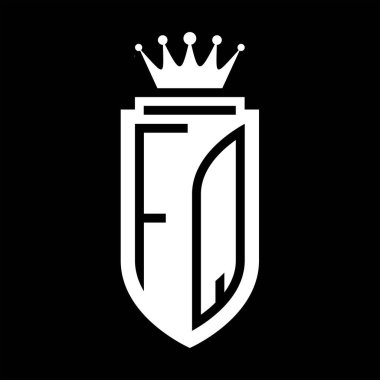FQ Vektör logosu Kraliyet Taç Minimalist baş harfleri, zarif bir stil ve iç kalkan çizgisi.