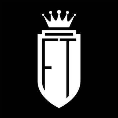 FT Vektör logosu Kraliyet Taç Minimalist baş harfleri, kalkanın iç hatlarıyla zarif bir tarz.