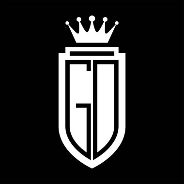 GD Vektör logosu Kraliyet Taç Minimalist baş harfleri, zarif bir stil ve iç kalkan çizgisi.