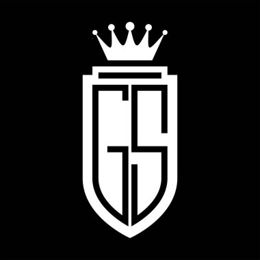 GS Vektör logosu Kraliyet Kraliyet Taç Minimalist baş harfleri, zarif bir stil ve iç kalkan çizgisi.