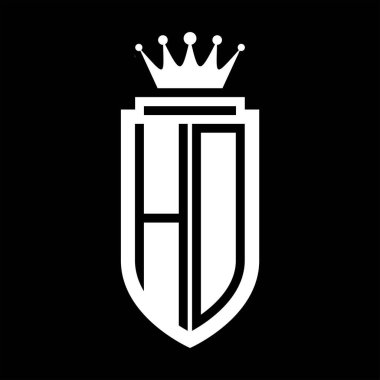 Kraliyet Taç Minimalist baş harfleri olan HD Vektör logosu. Kalkan çizgisi ile zarif bir tarz.