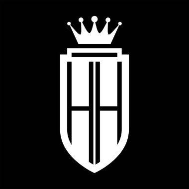 Kraliyet Taç Minimalist baş harfleri ile HH Vektör logosu, kalkanın iç hatları ile zarif bir tarz.