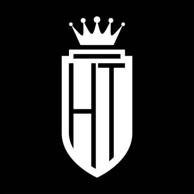 HT Vektör logosu Kraliyet Taç Minimalist baş harfleri, zarif bir stil ve iç kalkan çizgisi.