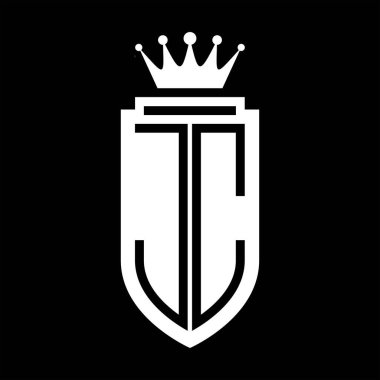 JC Vektör logosu Kraliyet Taç Minimalist baş harfleri, zarif bir stil ve iç kalkan çizgisi.