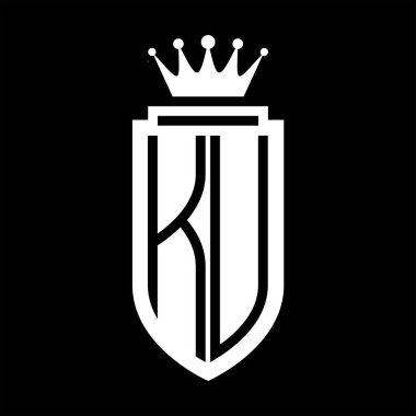 KU Vektör logosu Kraliyet Taç Minimalist baş harfleri, zarif bir stil ve iç kalkan çizgisi.
