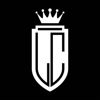 LC Vektör logosu Kraliyet Taç Minimalist baş harfleri, zarif bir stil ve iç kalkan çizgisi.