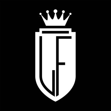 LF Vektör logosu Kraliyet Taç Minimalist baş harfleri, zarif bir stil ve iç kalkan çizgisi.