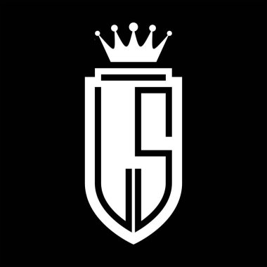 LS Vector logo initials shield with royal crown minimalist, elegant style with inside shield outline