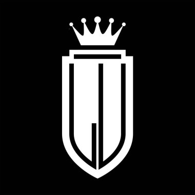 LU Vector logo initials shield with royal crown minimalist, elegant style with inside shield outline