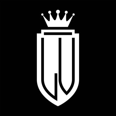 LV Vector logo initials shield with royal crown minimalist, elegant style with inside shield outline
