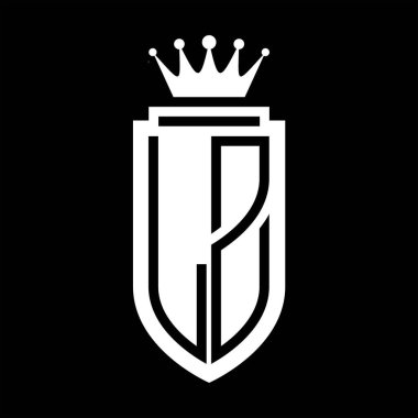 LZ Vector logo initials shield with royal crown minimalist, elegant style with inside shield outline