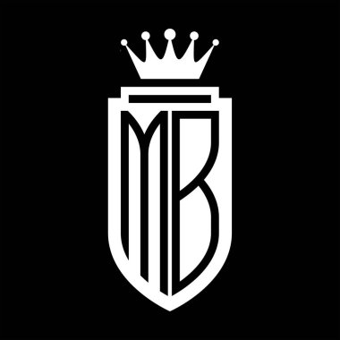 MB Vector logo initials shield with royal crown minimalist, elegant style with inside shield outline