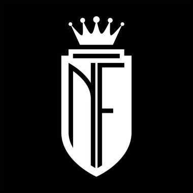 NF Vektör logosu Kraliyet Taç Minimalist baş harfleri, zarif bir stil ve iç kalkan çizgisi.