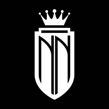 NN Vektör logosu Kraliyet Kraliyet Taç Minimalist baş harfleri, zarif bir stil ve iç kalkan çizgisi.