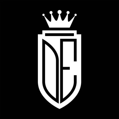 OE Vektör logosu Kraliyet Kraliyet Taç Minimalist baş harfleri, zarif bir stil ve iç kalkan çizgisi.