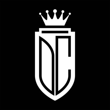 Kraliyet Kraliyet Taç Minimalist baş harfleri olan OC Vektör logosu. Kalkan dış hatları ile zarif bir tarz.