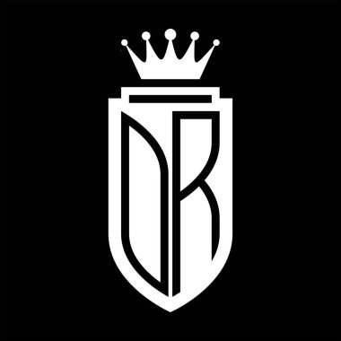 Ya da Kraliyet Taç Minimalist baş harfleri olan vektör logosu. Kalkan çizgisi içinde zarif bir tarz.