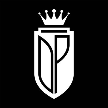 Kraliyet Taç Minimalist baş harfleri olan OP Vektör logosu. Kalkanın iç hatlarıyla zarif bir tarz.