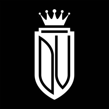 OV Vektör logosu Kraliyet Taç Minimalist baş harfleri, zarif bir stil ve iç kalkan çizgisi.