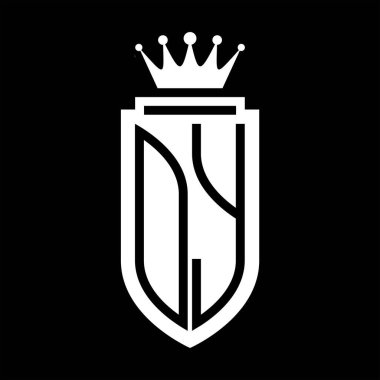 OY Vektör logosu Kraliyet Taç Minimalist baş harfleri, zarif bir stil ve iç kalkan çizgisi.