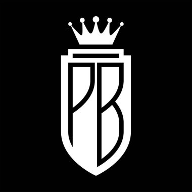 PB Vektör logosu Kraliyet Taç Minimalist baş harfleri, zarif bir stil ve iç kalkan çizgisi.
