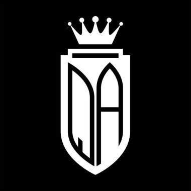 QA Vektör logosu Kraliyet Taç Minimalist baş harfleri, zarif bir stil ve iç kalkan çizgisi.